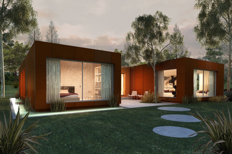 casa-modular-moderna-jardín