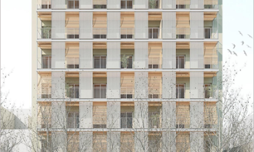 modelo del edificio 42 viviendas en barcelona